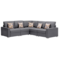 Nampa 95.5" Sectional Sofa with Pillows and Interchangeable Legs - Gray Linen Fabric 