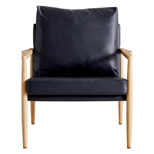 Valtorin Sofa Chair - Black Polyurethane Leather Accent Arm Chair - Mid Century Modern Upholstered Armchair with Imitation solid wood color Metal Frame 