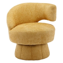 Petaluxe - Modern Swivel Barrel Accent Chair - Yellow Boucle 