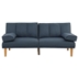 Calgary 71" Adjustable Sofa Bed - Navy Polyfiber - Solid Wood Legs