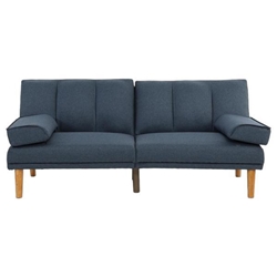 Calgary 71" Adjustable Sofa Bed - Navy Polyfiber - Solid Wood Legs 