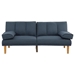 Calgary 71" Adjustable Sofa Bed - Navy Polyfiber - Solid Wood Legs - CAB2416