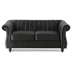 Aurumine Loveseat - Black Velvet - Birch Wood Legs