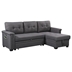 Xanadon 84" Dark Gray Reversible Sleeper Sectional Sofa with Storage Chaise, USB Charging Ports and Pocket - Dark Gray Linen