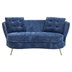 Soranda 64" Loveseat - Blue Polyester Fabric - Golden Metal Legs