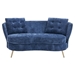 Soranda 64" Loveseat - Blue Polyester Fabric - Golden Metal Legs - CAB2437