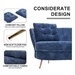 Soranda 64" Loveseat - Blue Polyester Fabric - Golden Metal Legs - CAB2437