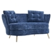 Soranda 64" Loveseat - Blue Polyester Fabric - Golden Metal Legs - CAB2437