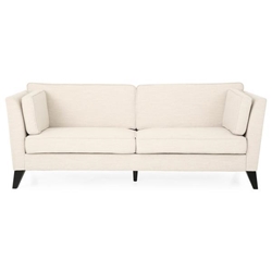 Celyddon 3 Seater Fabric Sofa with Birch Legs - Beige Fabric 