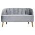 Floravyn Loveseat - Grey Velvet - Angled Birch Wood Legs