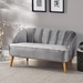 Floravyn Loveseat - Grey Velvet - Angled Birch Wood Legs - CAB2449