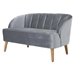 Floravyn Loveseat - Grey Velvet - Angled Birch Wood Legs - CAB2449