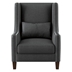 Tidestone Accent Chair with Pillow - Dark Gray Polyester Upholstery - Nailhead Trim - Espresso Finish Wood Legs