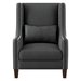 Tidestone Accent Chair with Pillow - Dark Gray Polyester Upholstery - Nailhead Trim - Espresso Finish Wood Legs - CAB2453