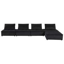 Queen Creek 120" Sectional Sofa Ottoman - Black Velvet 