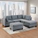 Drift Corner Wedge Sofa - Grey Linen Like Fabric - Wood Frame and Legs - CAB2460