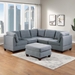 Drift Corner Wedge Sofa - Grey Linen Like Fabric - Wood Frame and Legs - CAB2460