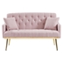 Lyrista 55" 2 Seater Loveseat - Pink Teddy Fabric - Gold Metal Legs