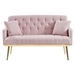 Lyrista 55" 2 Seater Loveseat - Pink Teddy Fabric - Gold Metal Legs - CAB2461