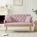 Lyrista 55" 2 Seater Loveseat - Pink Teddy Fabric - Gold Metal Legs - CAB2461