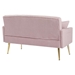 Lyrista 55" 2 Seater Loveseat - Pink Teddy Fabric - Gold Metal Legs - CAB2461