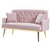 Lyrista 55" 2 Seater Loveseat - Pink Teddy Fabric - Gold Metal Legs - CAB2461