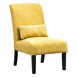 Sunblaze Accent Chair with Pillow - Yellow Chenille - Espresso Finish Legs 