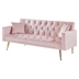 Jubilee 73" Convertible Futon Sofa Bed - Pink Velvet - Gold Metal Legs