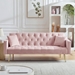 Jubilee 73" Convertible Futon Sofa Bed - Pink Velvet - Gold Metal Legs - CAB2473