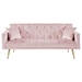 Jubilee 73" Convertible Futon Sofa Bed - Pink Velvet - Gold Metal Legs - CAB2473