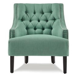 Orchard Accent Chair - Textured Teal Fabric - Black Finish Legs 