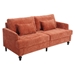 Montclair 68" Loveseat - Dark Orange Chenille - Brown Rubber Wood Legs - CAB2486