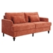 Montclair 68" Loveseat - Dark Orange Chenille - Brown Rubber Wood Legs - CAB2486