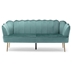 Brystar 76" 3 Seater Sofa - Turquoise Velvet - Gold Finish Iron Legs