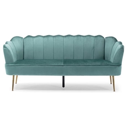 Brystar 76" 3 Seater Sofa - Turquoise Velvet - Gold Finish Iron Legs 