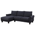 Ziegler 96 Sectional Sofa with Left-Facing Chaise - Black Sherpa Fabric - Solid Wood Espresso Finish Legs