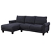 Ziegler 96 Sectional Sofa with Left-Facing Chaise - Black Sherpa Fabric - Solid Wood Espresso Finish Legs - CAB2489