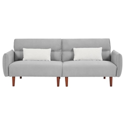 Novaterr 80" Convertible Futon Sofa Bed - Gray Corduroy Fabric - Wooden Legs 