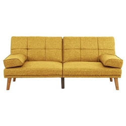 Wakefield 71" Adjustable Sofa Bed - Mustard Polyfiber - Solid Wood Legs 