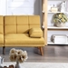 Wakefield 71" Adjustable Sofa Bed - Mustard Polyfiber - Solid Wood Legs - CAB2496