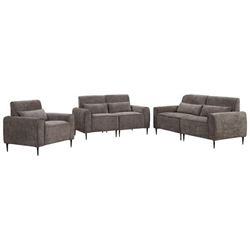 Gilda 74 Sofa Chair Living Room Set - Gray Chenille Fabric - Black Metal Legs 