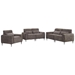 Gilda 74 Sofa Chair Living Room Set - Gray Chenille Fabric - Black Metal Legs - CAB2500