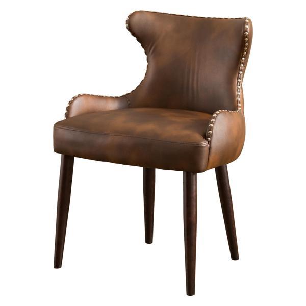 Victorville Tufted Button Back Barrel Chair with Nailhead - Brown - Espresso Finish Legs 