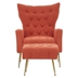 Jardinique Accent Chair with Ottoman - Brick Red - Iron Legs