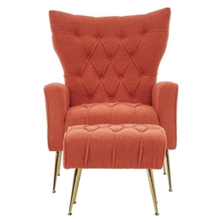 Jardinique Accent Chair with Ottoman - Brick Red - Iron Legs 