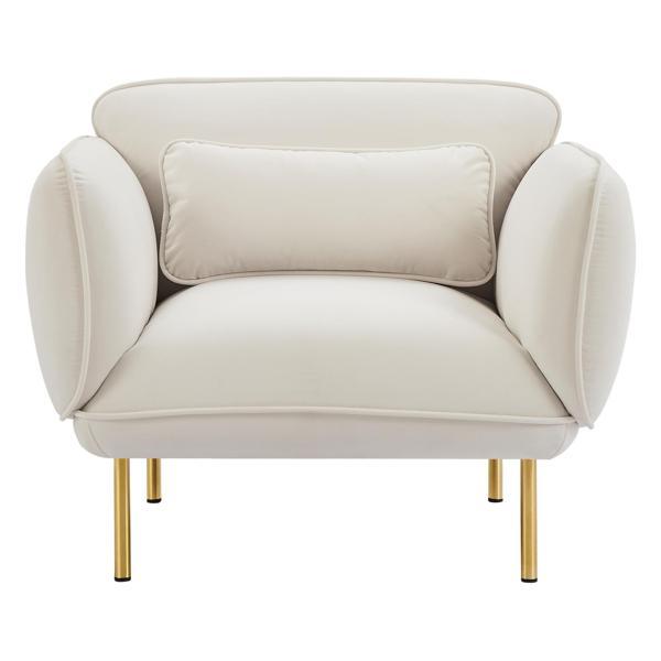 Zarin Oversized Living Room Accent Velveta Armchair - Beige 