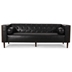 Brynmor 90" 3 Seater Sofa - Black Polyurethane - Wood-Like Accents