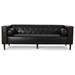 Brynmor 90" 3 Seater Sofa - Black Polyurethane - Wood-Like Accents - CAB2511