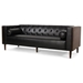 Brynmor 90" 3 Seater Sofa - Black Polyurethane - Wood-Like Accents - CAB2511