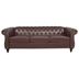 Eldridge 84" Dark Brown Polyurethane Rolled Arm Chesterfield Three Seater Sofa - Dark Brown Finish Frame